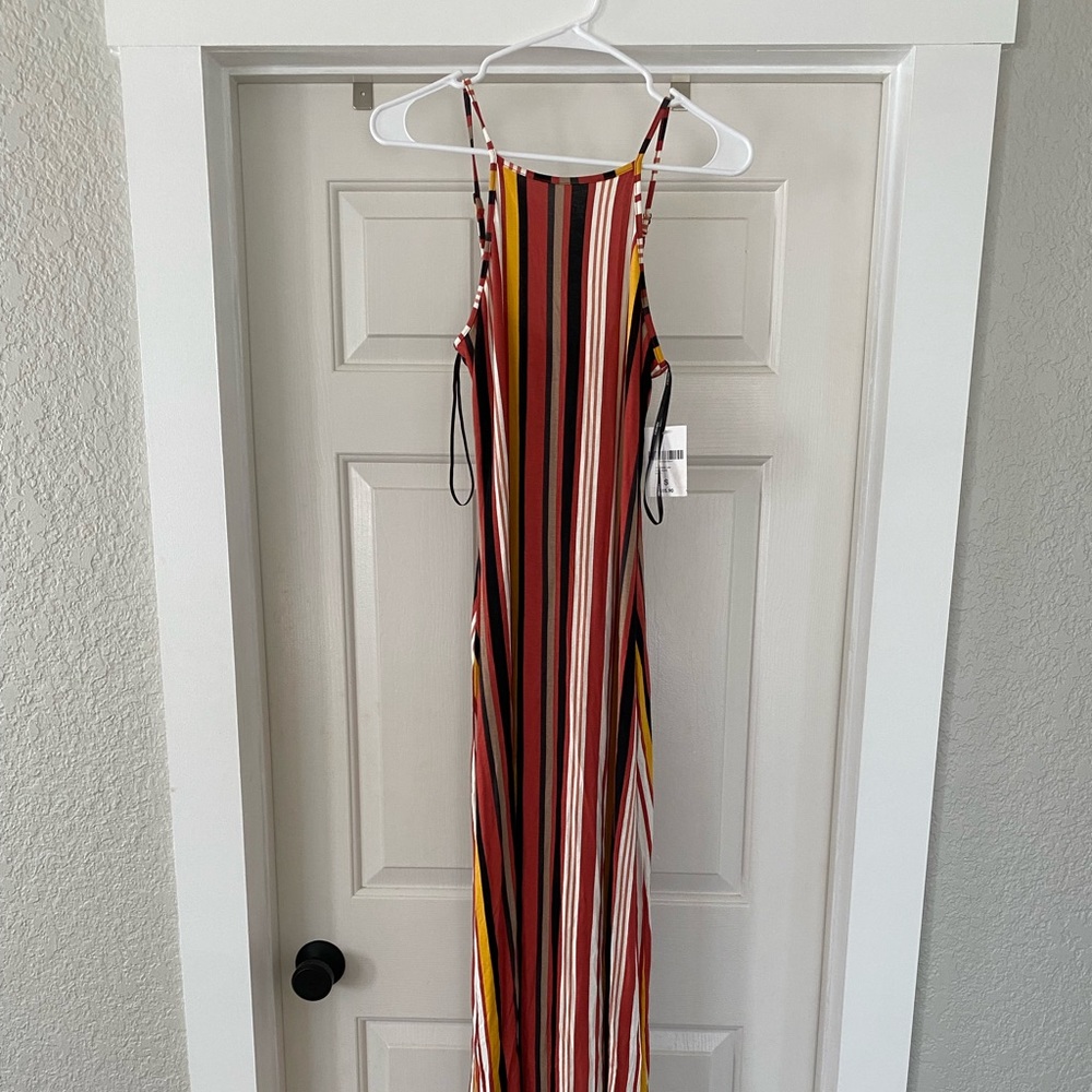 Forever 21 Coral/black Long stripe maxi dress